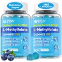 L Metylofolan Gummie & Metyl B12, Aktywny 5-Mthf Metylowany Folan 5 mg Suplement dla Kobiet Kompleks w / Metylu B, Cholina, Magesium, Omega-3, Metylowy Folan do Metylacji, Focus, Drewno, Cukier wolny, 2Pack