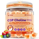 Citicoline 1000mg & Phosfatidylserine 300mg Supplements CDP Choline Gummies, Suplement mózgu dla pamięci i Focus w / Lion 's Mane Mushroom, Omega-3, Methylfolate, B6 & B12, Non-GMO, Sugar Free, 60ct