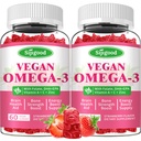 Omega-3 Gummie Potent Algae Omega Źródło, Boost Brain, Eye & Immune Function, z DHA i EPA Vegan & Sugar Free, Strawberry Flavor, 120 Count