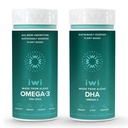 Iwi Omega-3 & DHA Omega-3 Bundle, 30 Służenia, Wegan Plant- Algae Omega 3, Kryll & Fish Oil Alternative, No Fishy Aftersmast