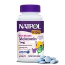 Natrol Dzieci szybko rozpuszczają Melatonina 1 mg, Suplement diety do niespokojnego snu, Tabletki senne dla dzieci, 60 Bezcukrowe Blue- Razz- Smakowane tabletki melatoniny, 60 Day Supply