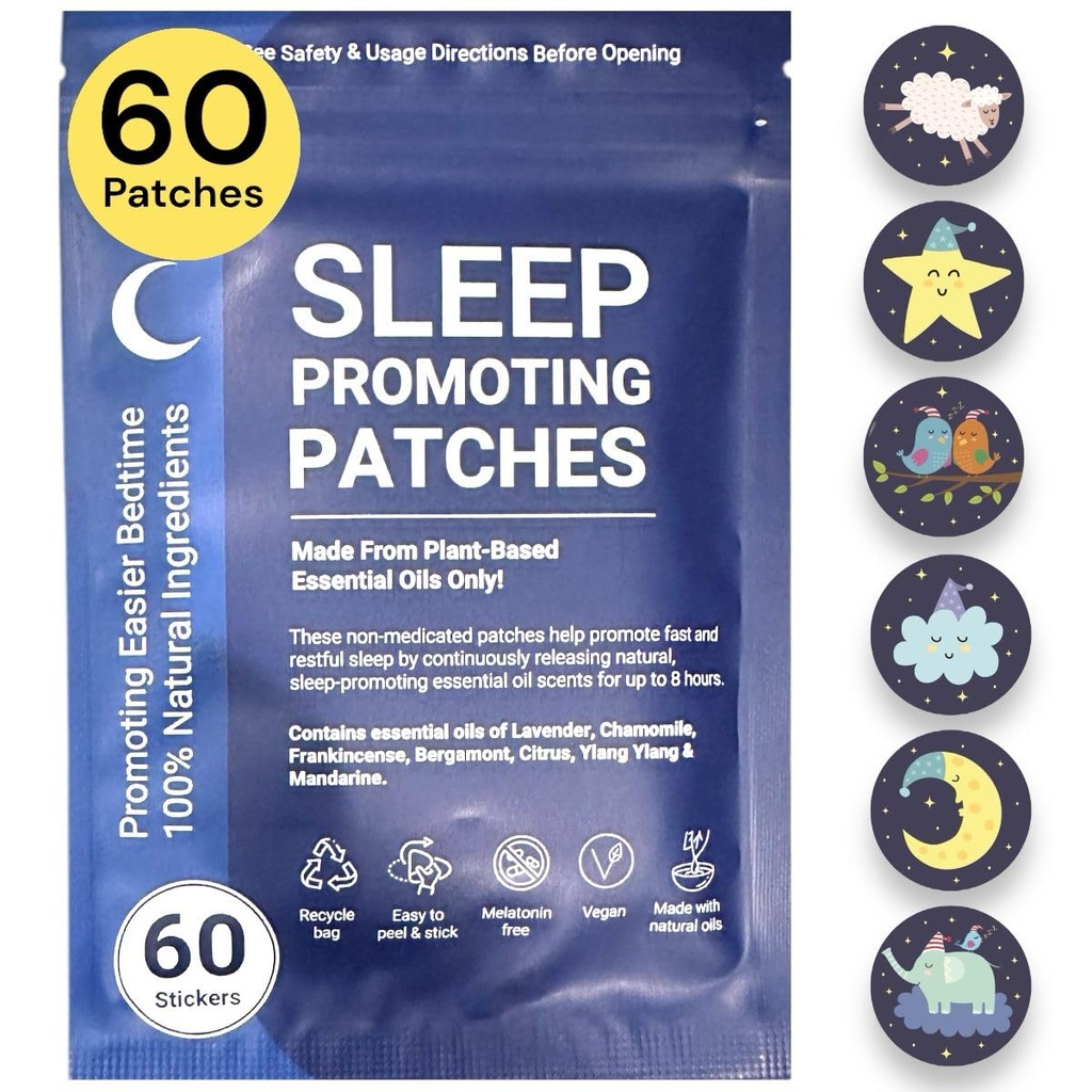 Plastry senne dla dorosłych i dzieci - 60 100% Platant- oparte na naturalnych olejkach odżywczych Sen Pomocnicze, Naklejki senne bez melatoniny, Dla Zen i Easy Bedtime