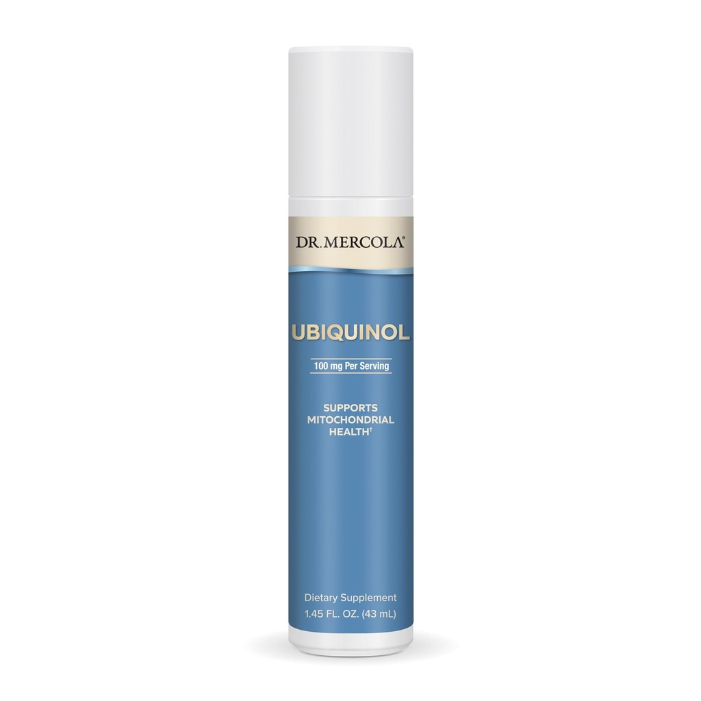 Dr Mercola Ubichinol Pompa płynna, 1.45 Fl. Oz. (43 ml), Około 18 Sług, Suplement diety, Wspiera Mitochondrialny Zdrowia, Non-GMO