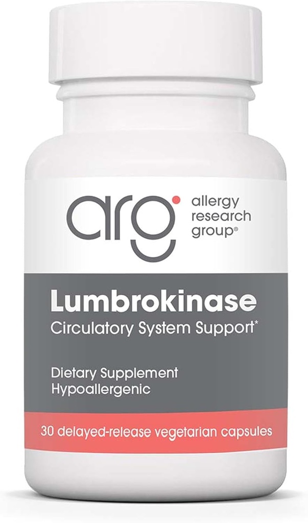 Alergia Research Group Lumbrokinase Supplement - Circulative System Support, Wspomaga krążenie krwi już w normalnym zakresie - 30 Opóźnione uwolnienie kapsułki wegetariańskie