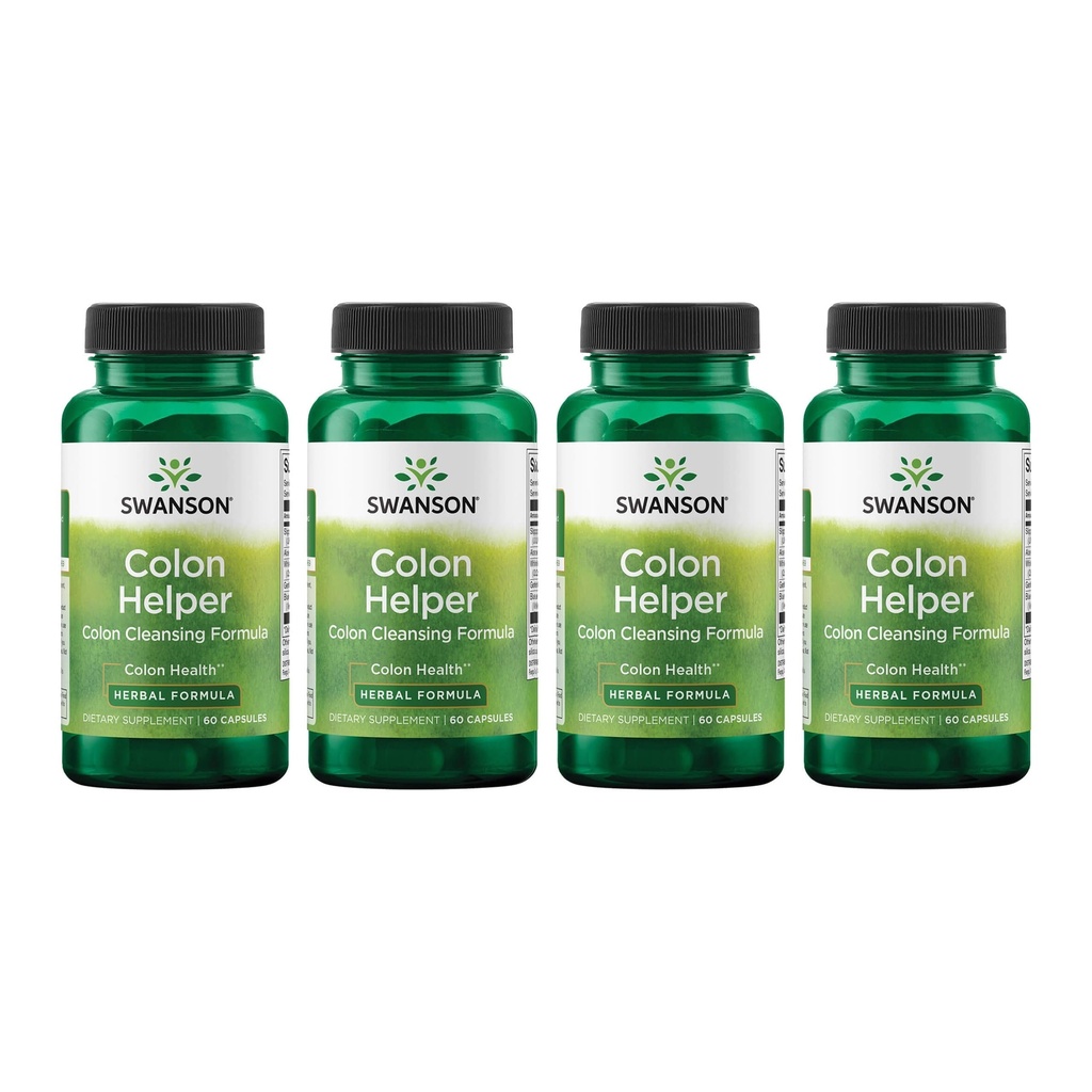 Swanson Colon Helper - Promotes Digestive Health Using Vervain, Goldenseal Root, Slippery Elm Bark & More - Herbal Supplement Assiding Healthy Eliminations - (60 kapsułek) (4 opakowania)