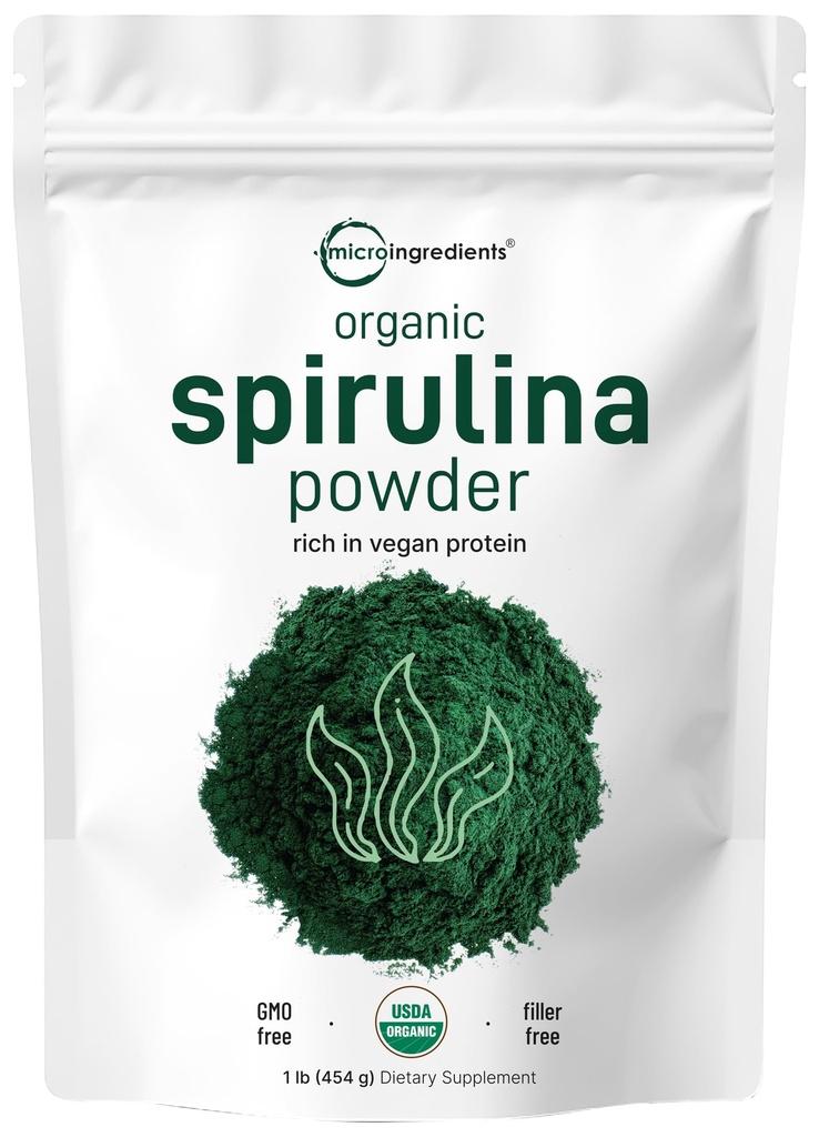 Micro Składniki Spirulina organiczna, 1lb proszek 124; Blue- Zielony Algae, bogaty w białko wegańskie, Witaminy i minerały 124; Źródło chlorofil naturalny i enzymy 124; Non-GMO, Gluten- Free, Brak dodatków