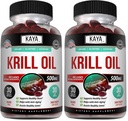 Kaya Naturals - olej kryla antarktycznego 500 mg z Omega 3, EPA, DHA, fosfolipidami i suplementem astaksantyny - Witamina Mózgu & Zdrowia - Suplement przeciw starzeniu - 30 Liczenie softgeli (Opakowanie 2)
