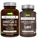 Czyste i esencyjne wysokiej absorpcji Omega- Wild Fish Oil 1360mg + Żywe kultury + Lab4 Probiotyka Bundle, 1000mg EPA & DHA z Astaksantyną + 25 Miliard CFU Lactobacillus Acidophilus & Bifidobacterium wi