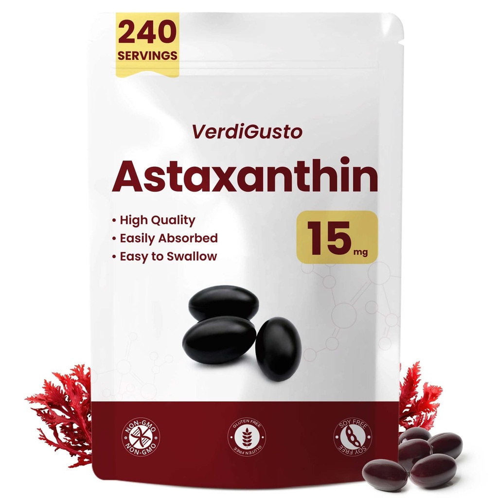 15mg Astaksantyny 124; 240 Softgeli 124; Astaksantyny Suplementy 124; 8 Miesiące Dostawy 124; Przeciwutleniacz Wsparcie, Eye & Skin Health 124; Wewnętrzne krążenie 124; Non-GMO, Gluten- Free, No Soy