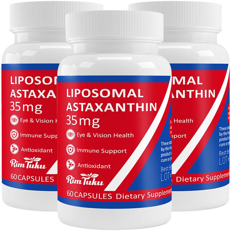 35mg Suplement do Astaksantyny Liposomalnej - Potężne przeciwutleniacze dla skóry, Joint & Eye Health - Naturalna formuła antystaksantyny z czystej astaksantyny - Wegan, Non-GMO, 180 Kapsułki