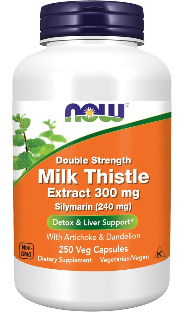 Teraz Foods Supplements, Silymarin Milk Thistle Extract 300 mg z karczocha i mniszka, podwójna siła, Wspomaga czynność wątroby *, 250 Kapsułki Veg (1)