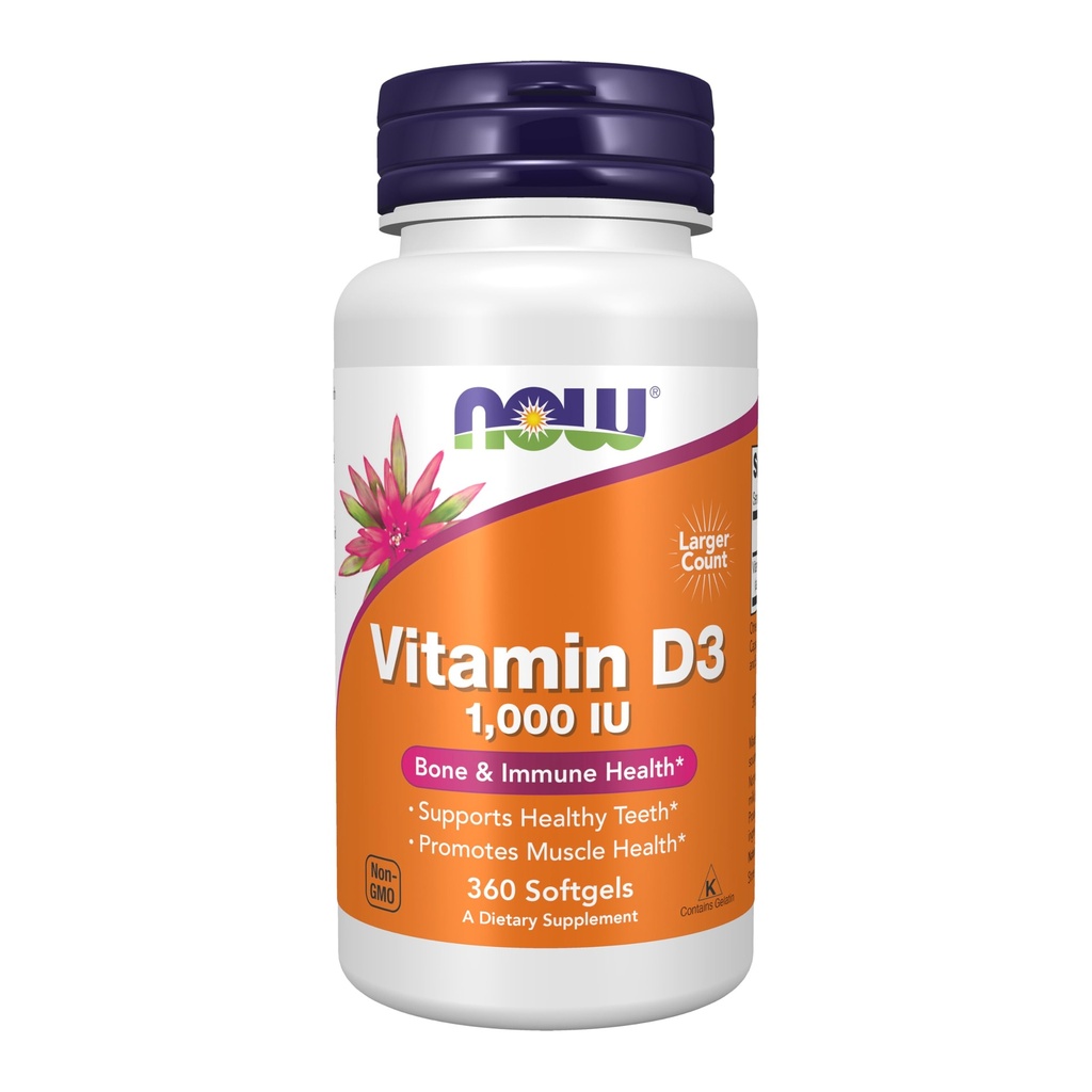 Teraz suplementy żywności, Witamina D-3 1000 j.m., Wysoka potencja, Wsparcie strukturalne *, 360 Softgels