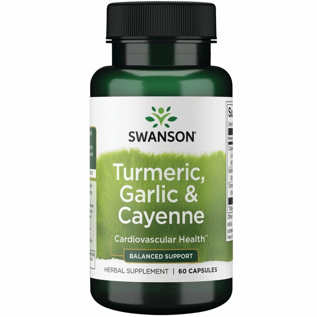 Swanson Full Spectrum Turmeric Garlic & Cayenne 60 kapsułki