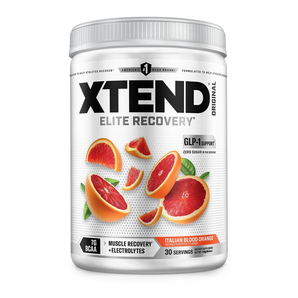 Xtend Original BCAA Powder, 7g BCAA i 2,5g L- Glutamina do nawadniania mięśni i mięśni Lean, Sugar Free Intra and Post Workout Drink with Electrolytes, włoski Blood Orange, 30 Servings