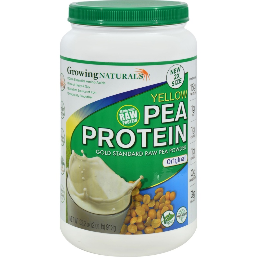 Rosnący naturalny Surowy Proszek Pea Protein, Białko roślinne wegańskie, BCAA, Low- Carb, Low- Sugar, Oryginalny Unflavored, 2 Funt (Opakowanie po 1)