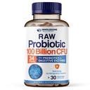 Zdrowe Wellness Organic Probiotics 100 Miliard CFU, Dr Przygotowany dla kobiet i mężczyzn, Kompletny suplement dla dorosłych z prebiotyki i enzymów trawiennych; 30 Kapsułki, półka Stabilny