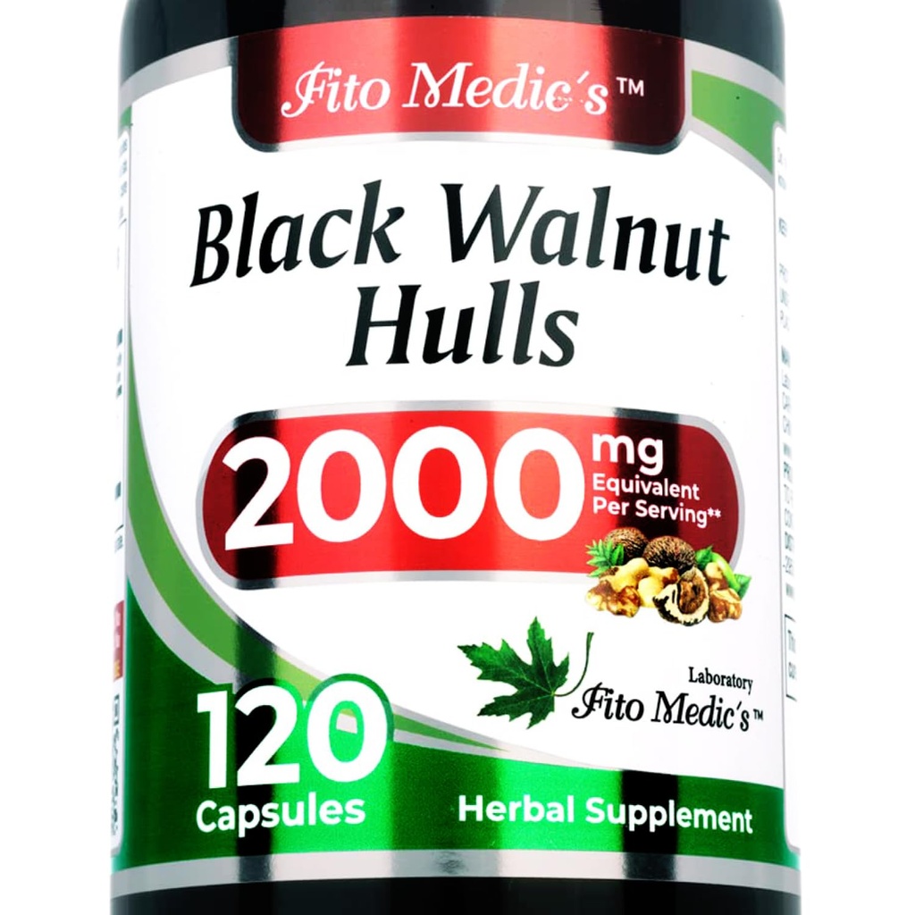 FITO MEDIC 's Lab - Black Walnut Hull, Pure - Black Walnut- 2000 mg na serving, do oczyszczania i detoksykacji, Ultra wysoka absorpcja.