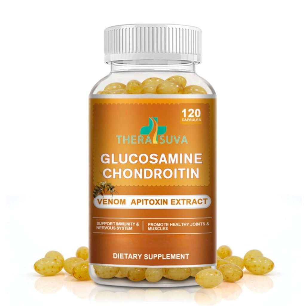 Glukozamina Chondroitin Complex z surowym miodem i miodem pszczoły - Naturalne wspólne wsparcie, Mobilność i suplement elastyczności, 2 Dostawy Miesiąc, 120 Softgels