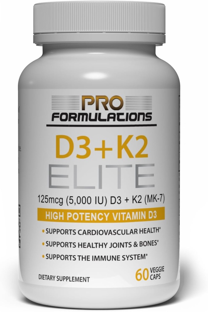 Preferencje MD D3 + K2 Elite - Witamina D3 + Witamina K2 - 60 Day Supply - Wysoka moc, Biodostępny MK- 7
