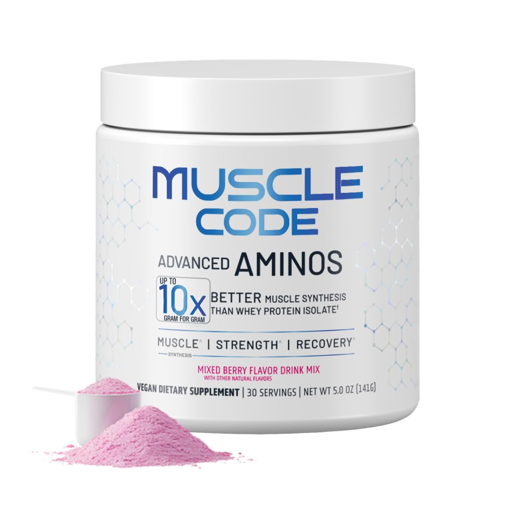 NAUTILUS Kod mięśniowy Essential Amino Acid Powder Synteza mięśniowa & Naprawa & Siła Naturalny mieszany aromat Berry - 30 Służenia Klinicznie badane 0g Sugar, Keto, Wegan, Gluten Free, Dairy Free