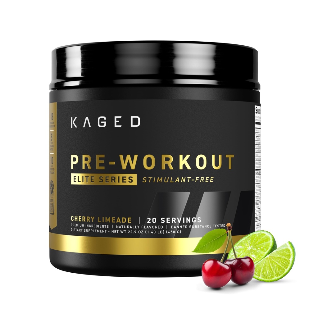 Kaged Pre Workout Elite Stim proszek wolny 124; Cherry Limeade 124; Kreatyna, Beta Alanine, L-Citruline 124; Brak kofeiny 124; 20 Służenie