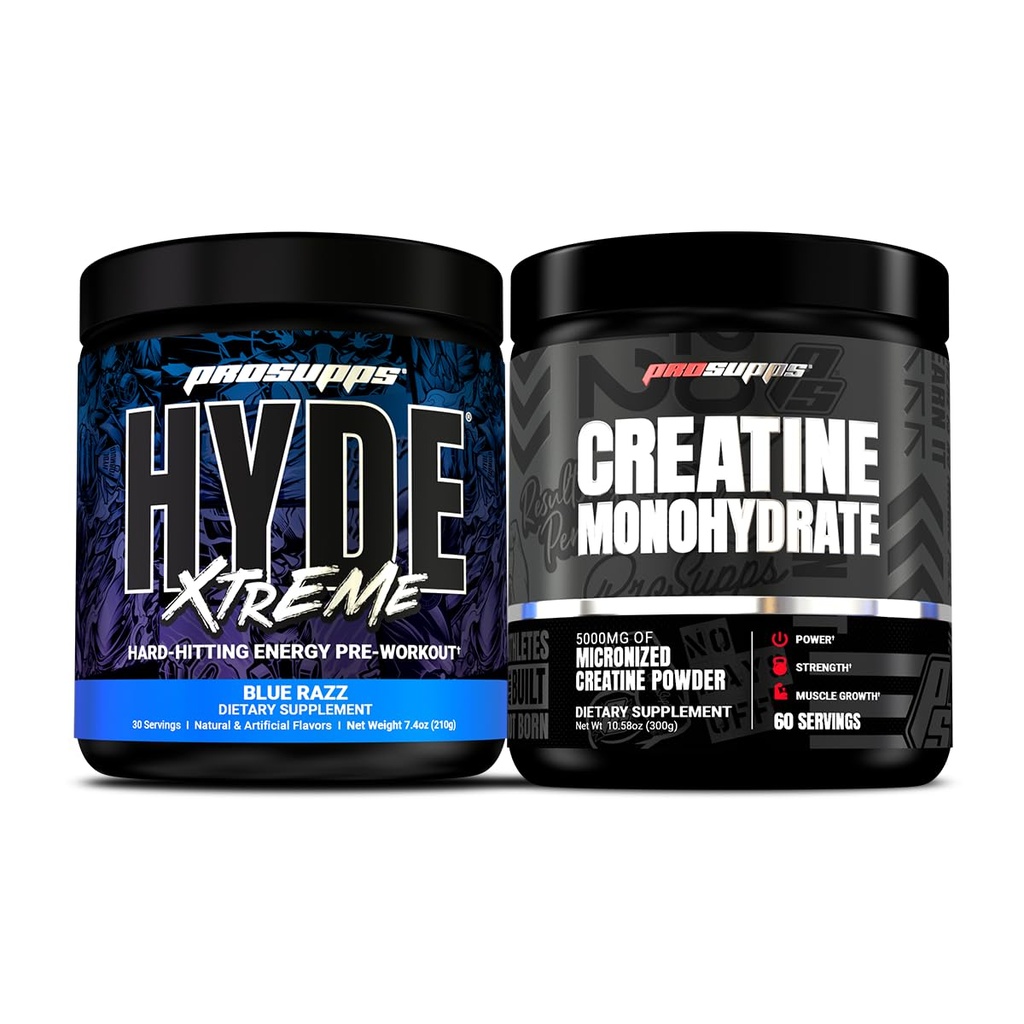 PROSUPPS Hyde Xtreme Hard- Hitting Energy Pre- Trening, Blue Razz i Creamine 300 Bundle