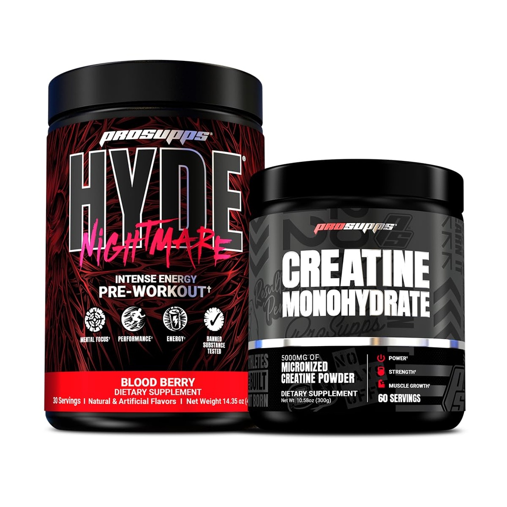 PROSUPPS Hyde Nightmare Intensywny trening energetyczny, Krwawe Jagody i Stworzenie 300 Pasek