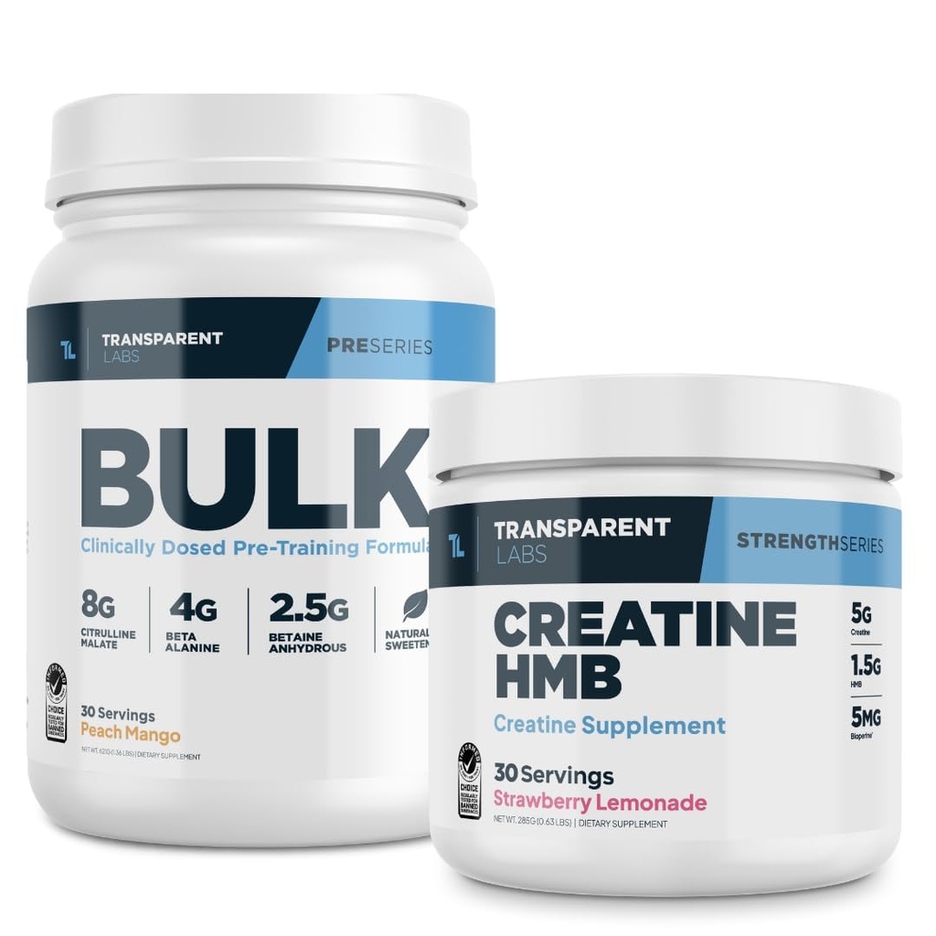 Transparent Labs luzem pre- Workout proszku (30 Słupki, Peach Mango) & Creature HMB (30 Słupki, Truskawka Lemoniada)