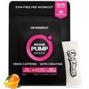 Proszek do przygotowania wstępnego OxyEnergy - Pomarańcza, Niska kofeina nie Stim 130 mg, Pakiety on- The- Go z Beta Alanine, Monowodzian i Tauryna dla wrażliwych użytkowników, Kobiety, Trening wieczorny - 30 Sług