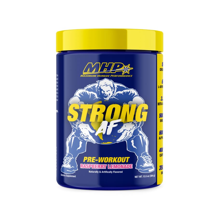 MHP Silny AF, Wstępny trening, Muscle Building, Siła, Wydajność, Kreatyna, Shilajit, Beta Alanina, Citruline, Alpha- GPC, Lemoniada malinowa, 40 Służenie