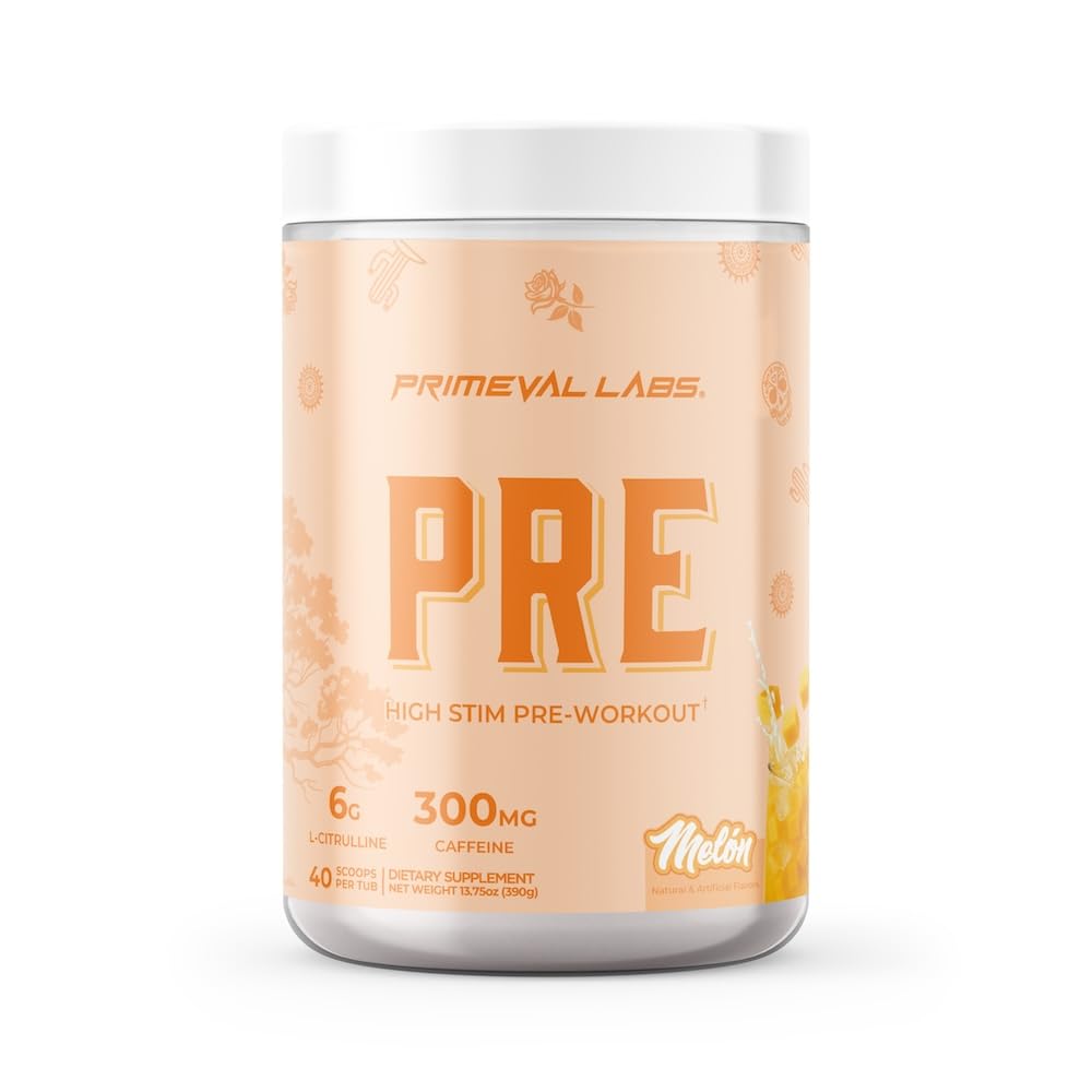 Primeval Labs PRE High- Stim Pre Workout OPB 124; Energy, Focus & Performance Formuła 124; 300mg Caepine OPB 124; 40 Serings PRO 124; Melon PRO 124; Autentyczny Latino- Inspired Flavor Paliwo Twoja podróż