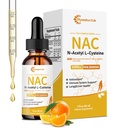 Płynne krople NAC 1000 MG, suplement NAC N- Acetylocysteina z R- Alpha kwasu lipoinowego, NAC dla dzieci i dorosłych, Immune & Antioksydant Support, Wątroba & Lung Health, Flavor pomarańczowy, 0 Cukier, 2FL OZ