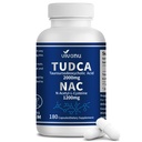 VivoNu TUDCA 2000mg + NAC 1200mg Supplement Complex Kapsułki, Potężny TuDCA Bile Salt + N Cysteina Acetylowa, Suplementy przeciwutleniające do czyszczenia wątroby i płuc i pęcherzyka żółciowego, trawienie - 180 Kapsułki