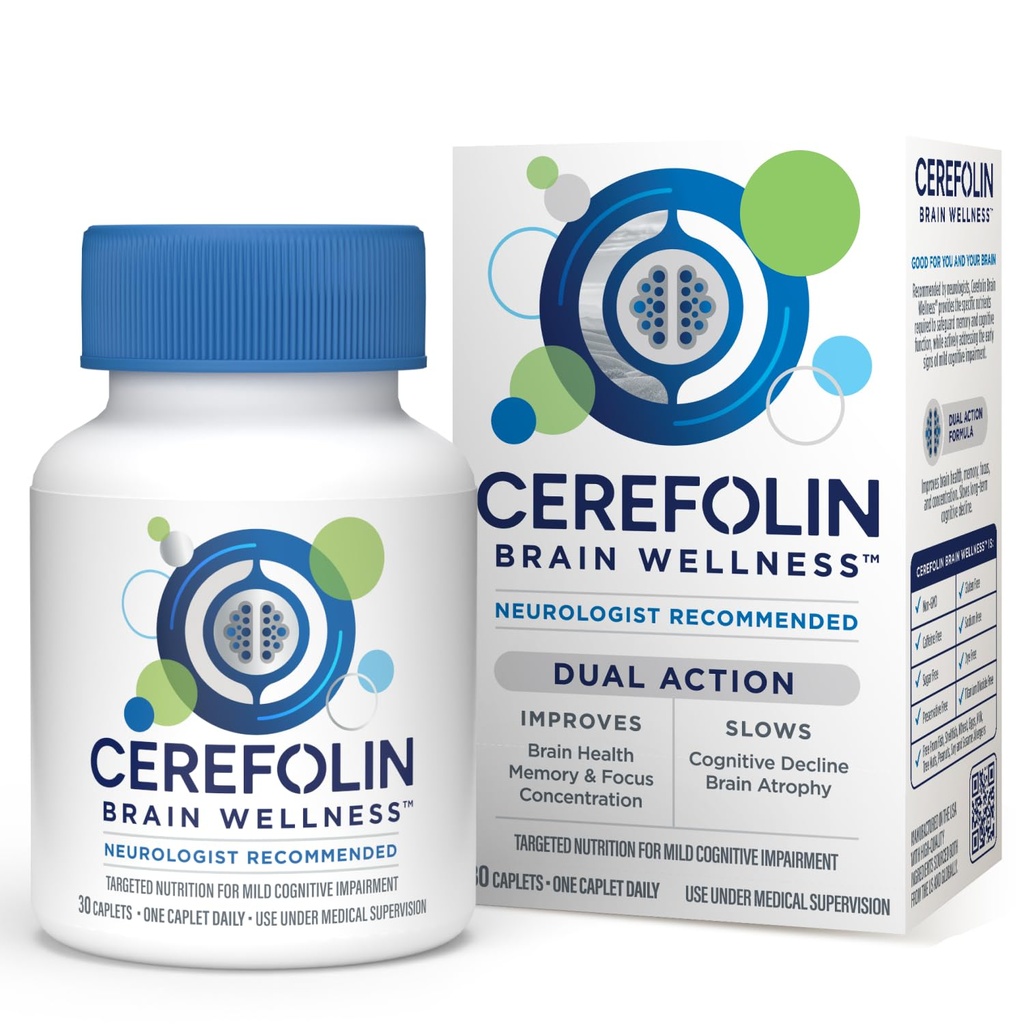 Cerefolin Brain Wellness, ukierunkowane Nutrition for Cognitive Support, Poprawia pamięć, Focus & Concentration, L- Methylfolate, NAC, B12, Neurolog Recommended (30 Count)