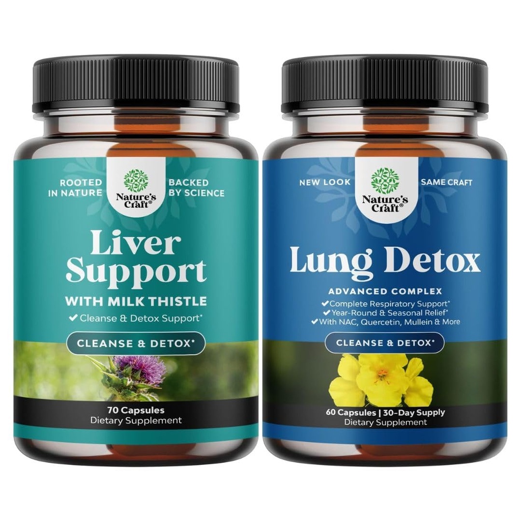 Paleta Detox & Naprawa Oczyszczająca Wątroba - Suplement Thistle mleka do trawienia i zdrowia immunologicznego z buraka i karczocha i Lung Detox Mullein Leaf Kapsułki z NAC Quercetin & Cordyceps Ekstrakty