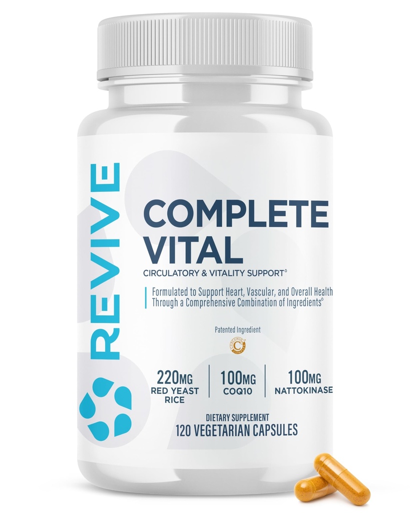 Revive MD Supplements & Support, Kompletny Vital (120 Kapsułki wegetariańskie) - NAC & CoQ10 Suplement wspiera zdrowie, & Aktywność przeciwutleniająca (30 Służenia)