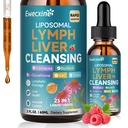 Liposomal Lymphatic Dreanage & Lever Cleanse Drops, 23- in-1 z Echinacea, NAC, TUDCA, L- Glutathione, Burdock dla Lymph, Detox wątroby i naprawy, Wsparcie immunologiczne, Malina Flavor, 2 fl Oz Suplement