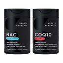 Sports Research ® Antioksydant Support Pack - N- Acetyl L- Cysteine (NAC) 600mg, CoQ10 100mg Enhanced w / Oil Coconut & Bioperine - Vegan · Non-GMO · Gluten Free