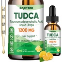 Suplement TUDCA 1200mg krople płynne, suplement wątroby z TUDCA, NAC, Thistle mleka nasion i Dandelion, do wsparcia wątroby, i pęcherzyka żółciowego Cleanse & Repair, Sugar- Free, Wegan, Lemon Flavor, 2 Fl Oz