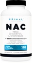 Primal N-Acetyl L-Cysteine (NAC) 600mg, 150 Capsules - Vegan N-Acetyl L-Cysteine Supplement, GMO-Free, Gluten-Free