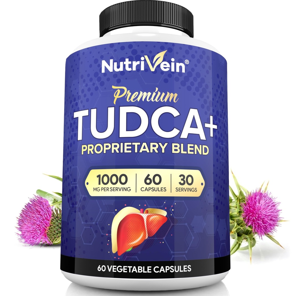 Żywotne żyły Premium TUDCA + suplement wsparcia wątroby 1000mg - 30 Day Supply (60 Caps): TUDCA Supplement Bile Salts for Liver Wellness