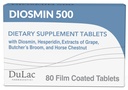 Dulac Diosmin 500, Mikronizowany Diosmin Hesperidin Suplement diety 1000mg za porcję, Koń Kasztanowy Ekstrakt, Broom Butcher & Red Grape Extract, Wsparcie cyrkulacji nogi, 80 Tabletki, Made in Italy
