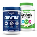 Orgain Kreatywny proszek monohydrat 17.64 Oz (100 Servings) & Organic Vegan Vanilla Protein Bean Powder 2.03 lb Bundle - Białko oparte na plancie i wsparcie mięśni