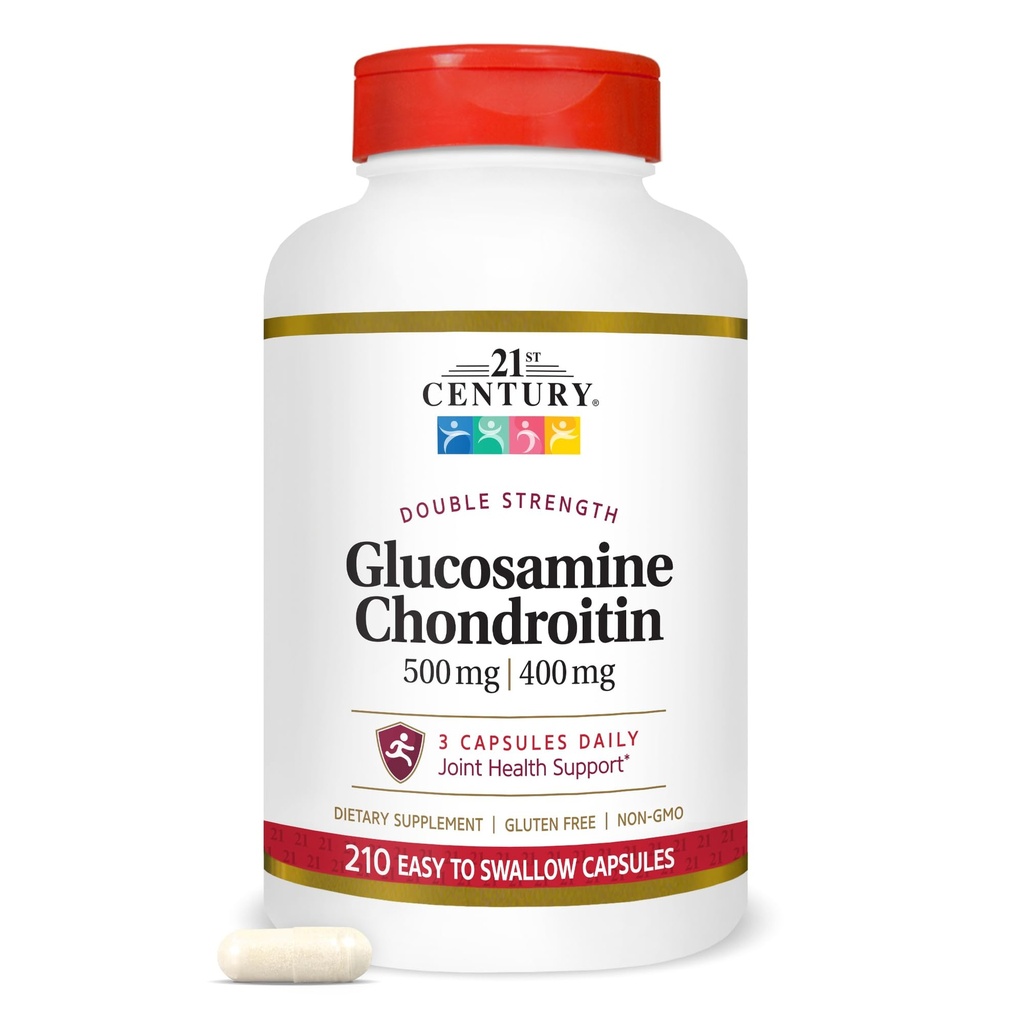 21 Century Podwójna Siła Glukozamina Chondroitin (210 Count), Suplement diety dla zdrowia stawów i chrząstki, Wsparcie aktywnego stylu życia, Nie-GMO, Gluten- Free suplementy wspólne dla mężczyzn i kobiet