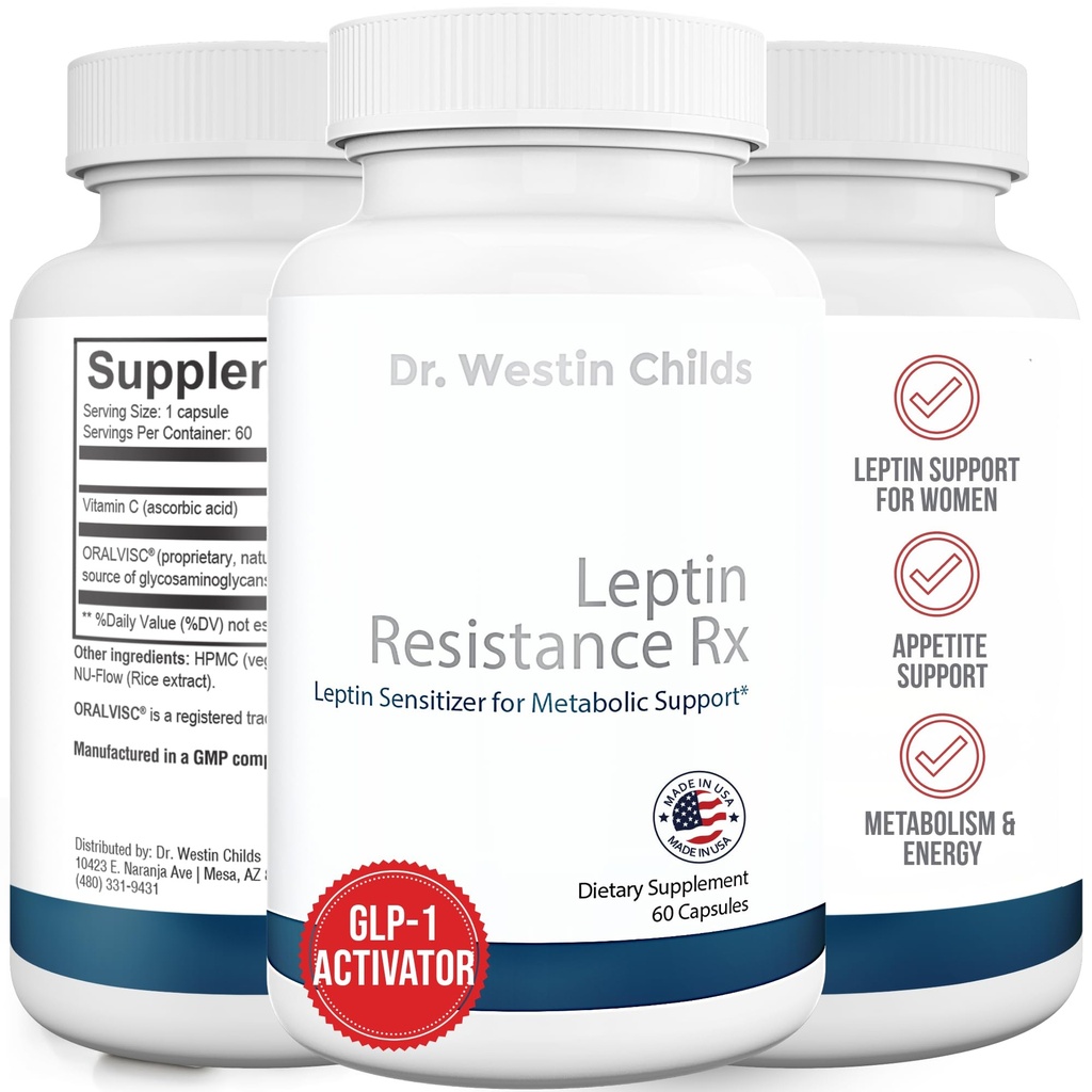 Dr Westin Childs Resistance Rx - Natural Leptin Sensitizer Supplement for Women for Thyroid, Metabolic Health, Vitality, Energy, Focus with Glycosaminoglikans, Witamina C - 60