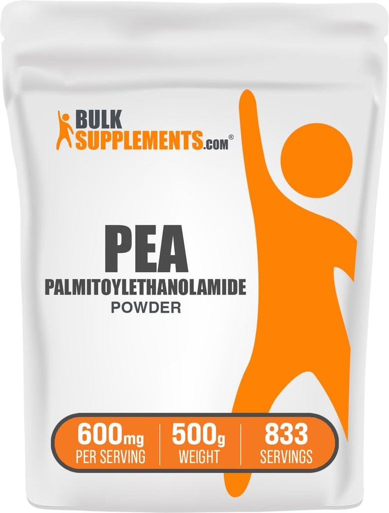 BulkSupplements.com Palmitoyletanolamid Powder - Pea Supplement, Palmitoyletanolamid for Immmune Support - Gluten Free, 600mg per Serving, 500g (1,1 lbs) (opakowanie po 1)