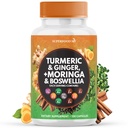 Turmeric Moringa Supplement Agregat 124; Ginger, Boswellia, Saffron, Święty Bazylika - Wspólne wsparcie dla kobiet i mężczyzn z Ceylon Cynamon, Quercetin, Tart Cherry - 120 Hrabia