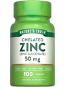 Nature 's Truth Chelated Cynk 50mg Agregat 124; 100 Tablets Agregat 124; Essential Mineral Supplement Agregat 124; from Zinc Gluconate Agregat 124; Vegan, Non-GMO & Gluten Free