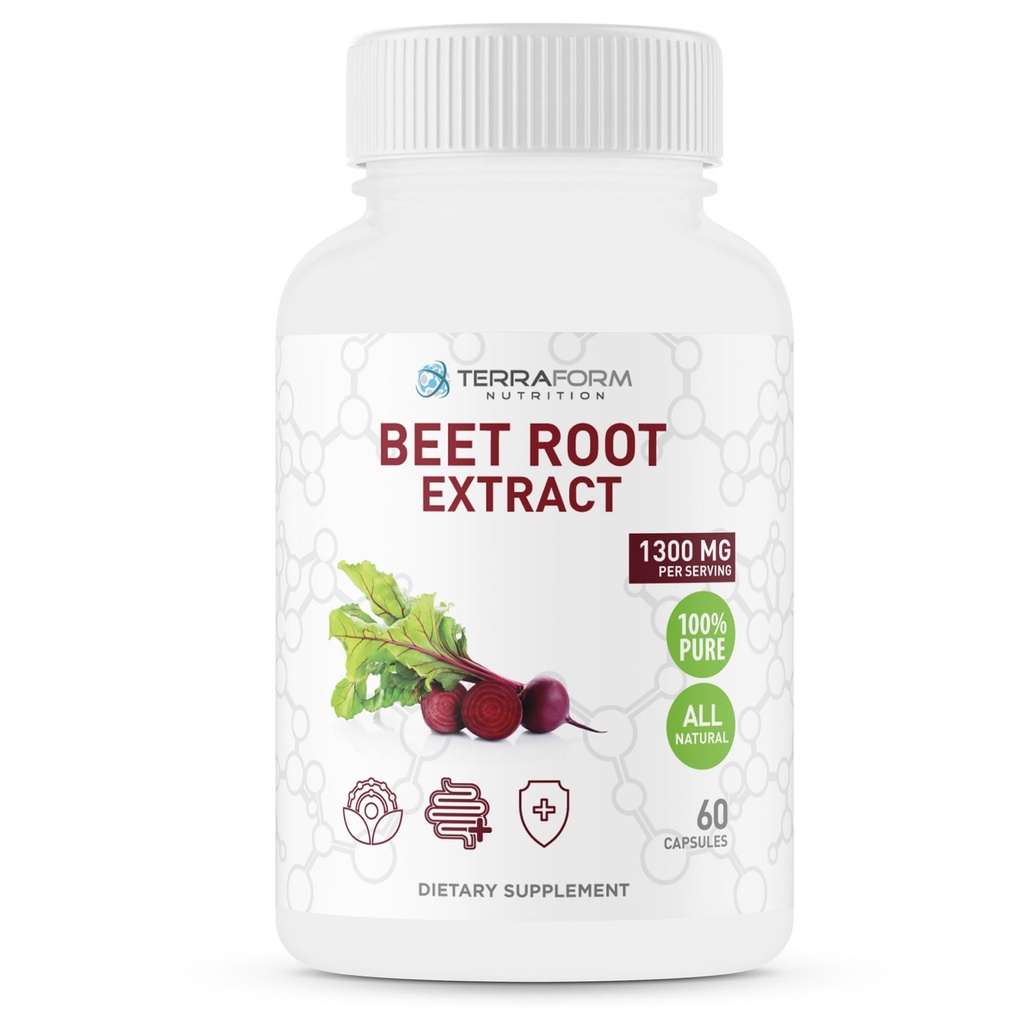 Red Beetroot Extract 1300mg per Serving - Sproszkowany suplement Beetroot - 60 kapsułek - 1 miesiąc - Vegan Friendly - Made in USA