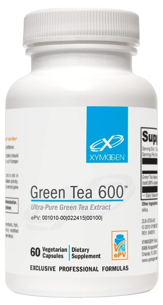 XYMOGEN zielona herbata 600 - Ultra Pure Green Tea Extract Kapsułki - Suplement wsparcia immunologicznego - Wsparcie Heart Health + Brain Health - Gluten Free, Wegan, Non GMO (60 kapsułki)